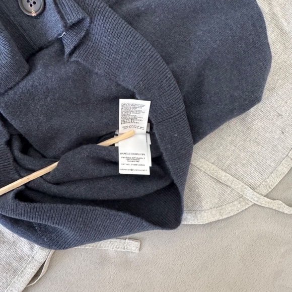 Brunello Cucinelli Cashmere cardigan with monili Size XXS Navy - Picture 7 of 14